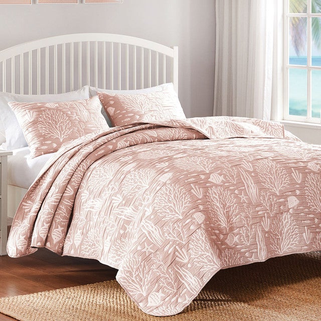Coral Reef Blush Coverlet Bed Set - Full/Queen - OVERSTOCK