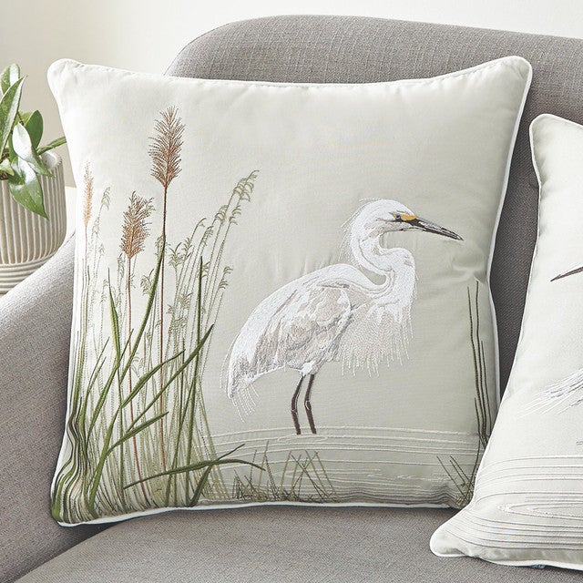 Elegant Egret Indoor/Outdoor Pillow - Right