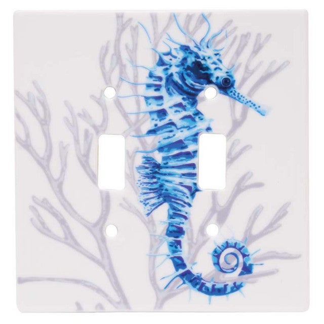 Ocean Blue Seahorse Double Switch Plate