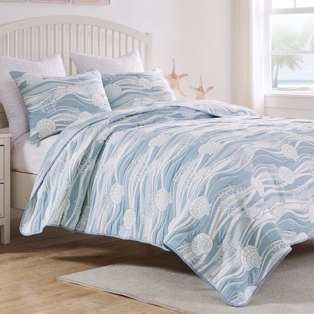 Ocean Drift Blue Quilt Bed Set - King