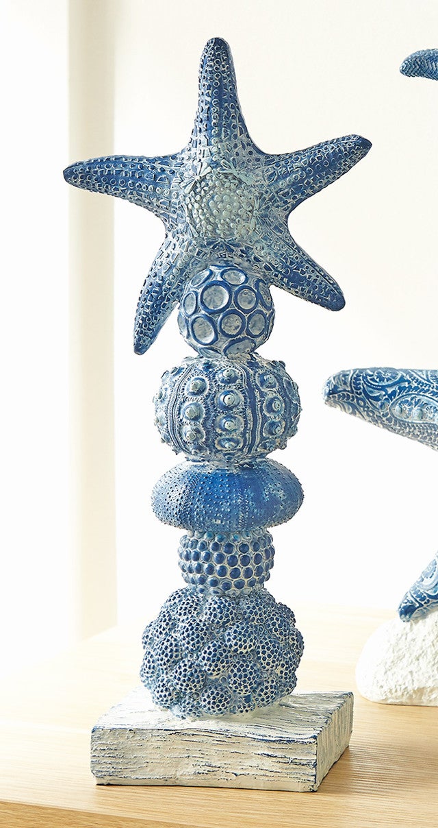 Starfish Atop Coral Tabletop Sculpture