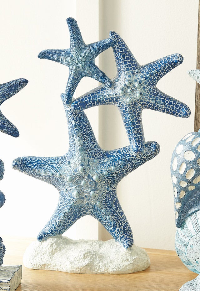 Blue Starfish Trio Tabletop Sculpture