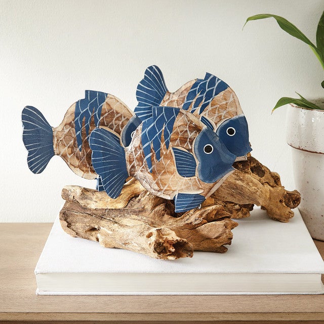 Driftwood Fish Trio Sculpture