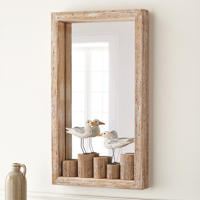 Coastal Seabirds Wooden Wall Mirror