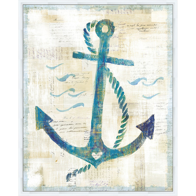 Blue Anchor Wave Framed Canvas