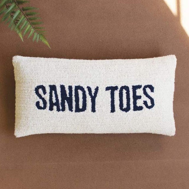 Sandy Toes Hooked Wool Pillow