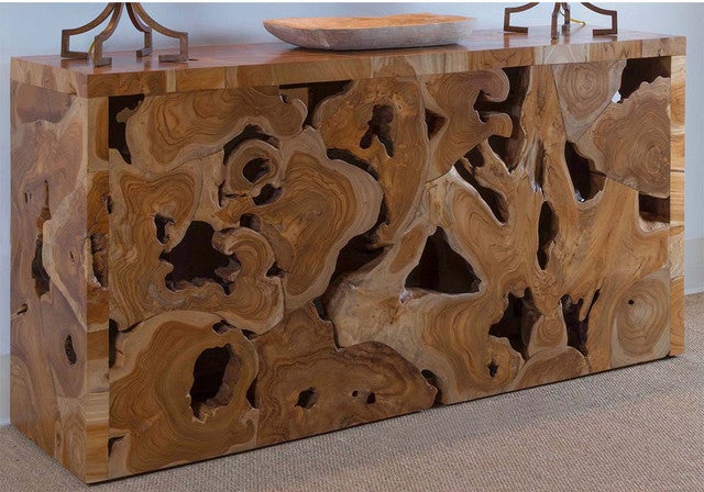 Natural Form Teak Rectangular Console Table