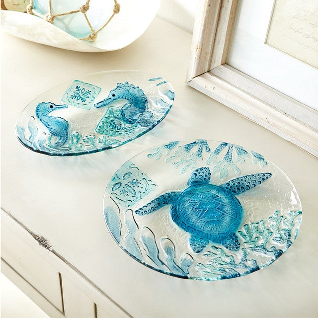 Coastal Harmony Glass Plates