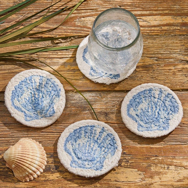 Seaside Shells Braided Coasters - Set of 4 - OUT OF STOCK UNTIL 02/06/2026