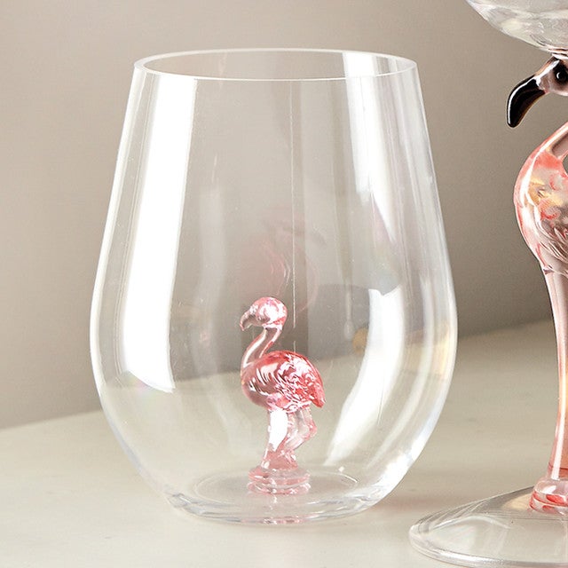 Flamingo Paradise Stemless Wine Glass