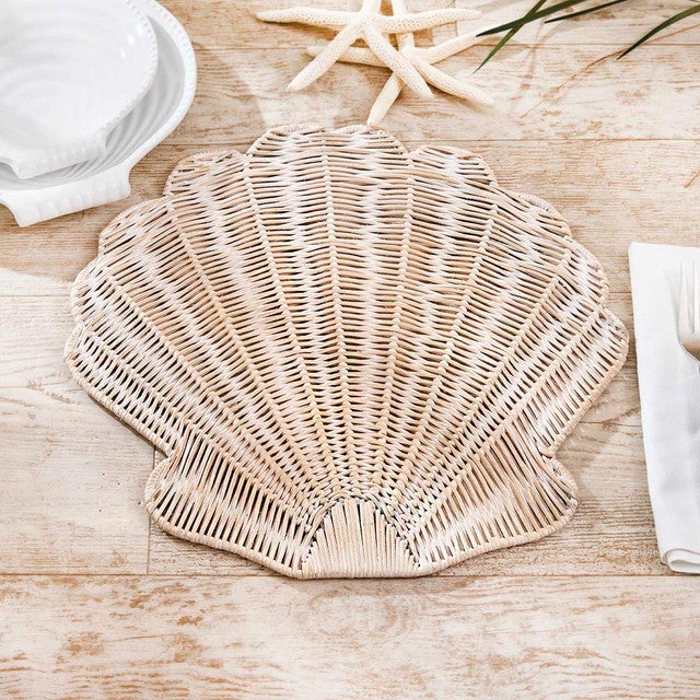 Scallop Seashell Wicker Charger