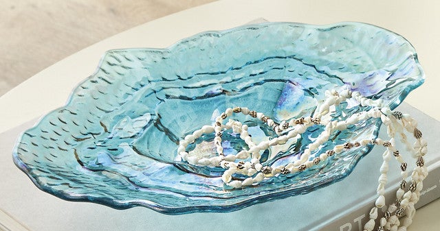 Pearl Tide Blue Oyster Plate - Large