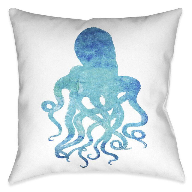 Blue Octopus 18 x 18 Outdoor Pillow
