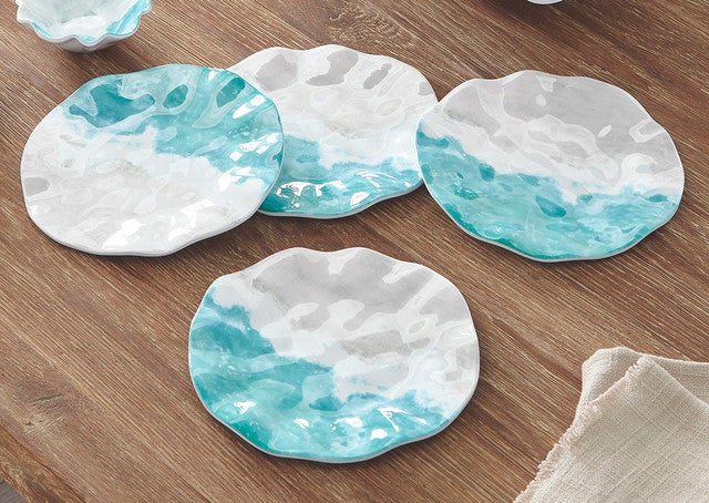 Shoreline Waves Salad Plates - Set of 4