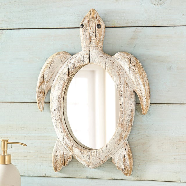 Sea Turtle Distressed Wood Mirror