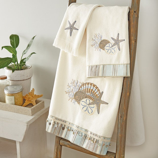Tranquil Sea Bath Towel - White