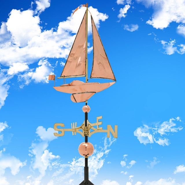 Classic Directions Polished Copper Sailboat Weathervane