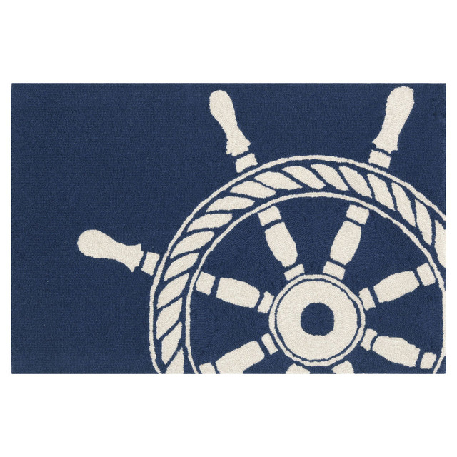 Frontporch Ship Wheel Navy Rug - 1 x 2