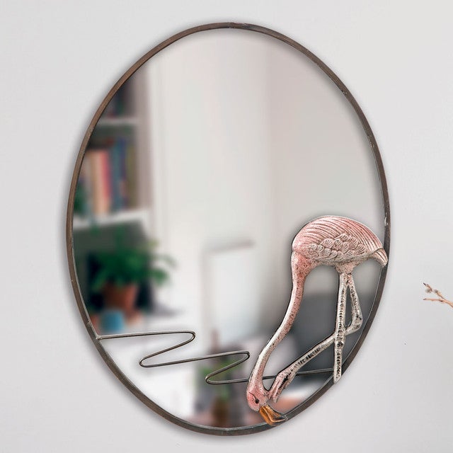 Hungry Flamingo Oval Mirror