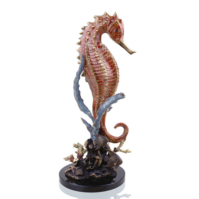 Large Seahorse with Coral Statue