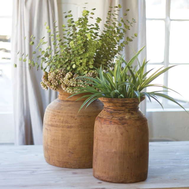 Mango Wood Vases - Set of 2