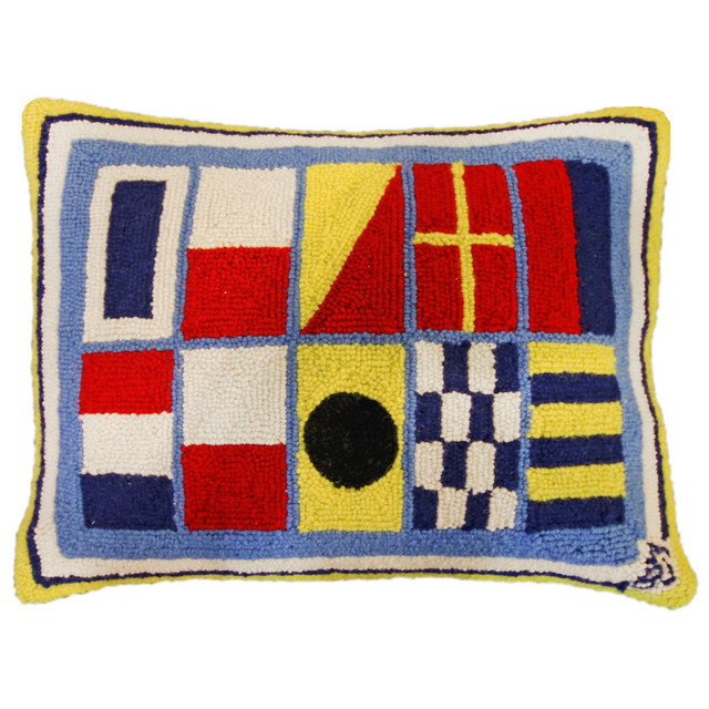 Nautical Shore Thing Hooked Wool Pillow