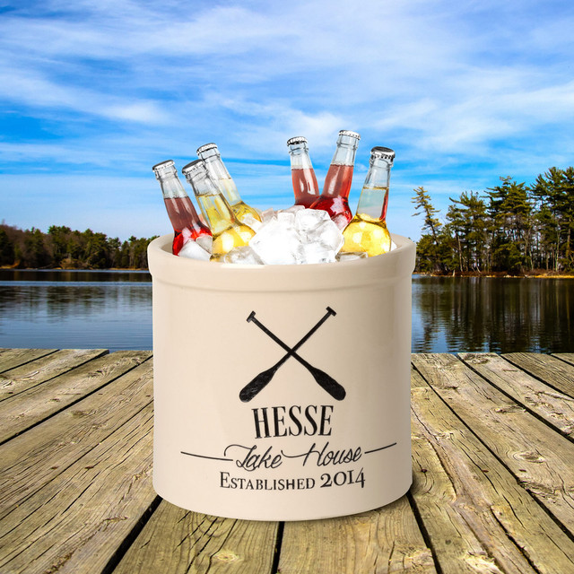 Oar Lake House Personalized Crock - Black