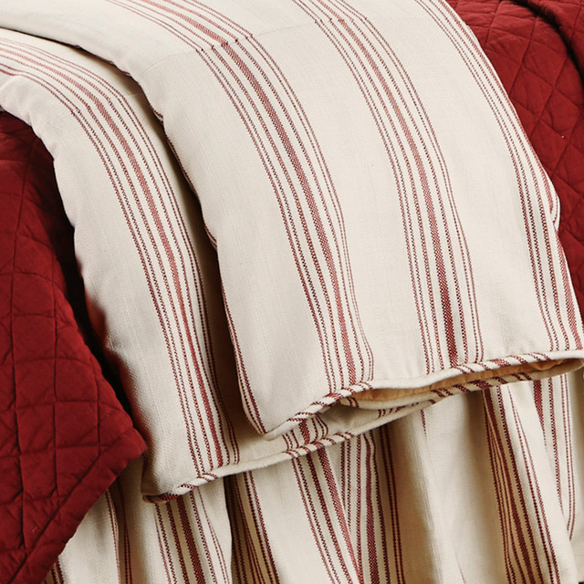 Prescott Red Stripe Duvet - Queen