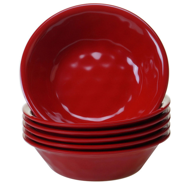 Rippled Ruby Bowls - Set of 6