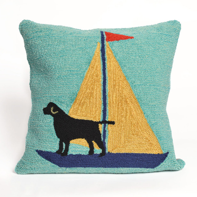 Sailing Dog Yellow Indoor/Outdoor Pillow