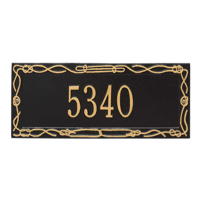 Sailor's Knot House Number Plaque - Black & Gold