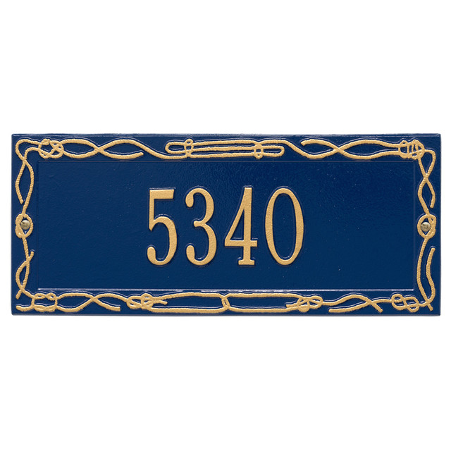 Sailor's Knot House Number Plaque - Blue & Gold