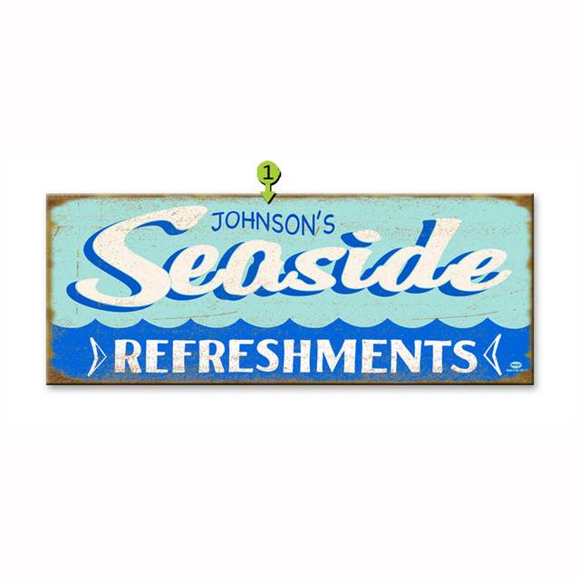 Seaside Refreshments Personalized Sign - 14 x 36