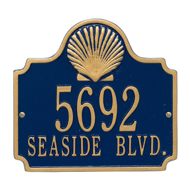 Shell Address Plaque - Blue & Gold