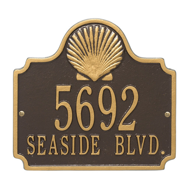 Shell Address Plaque - Bronze & Gold