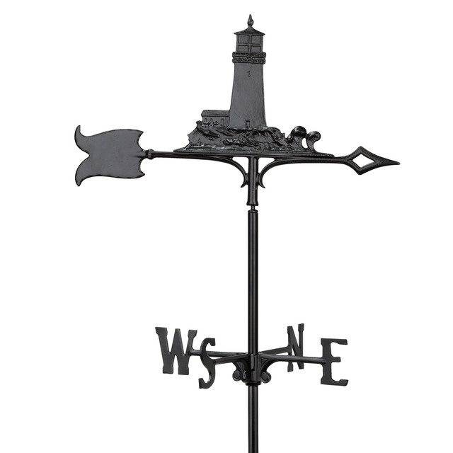 Smooth Black Lighthouse Weathervane - 30 Inch