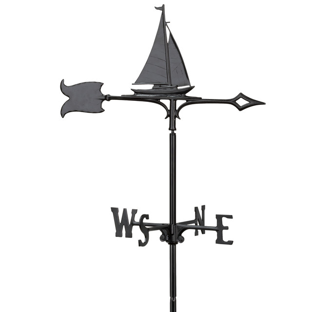Smooth Black Sailboat Weathervane - 30 Inch