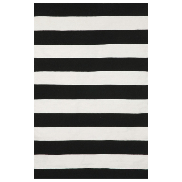 Sorrento Rugby Stripe Black Rug - 2 x 3