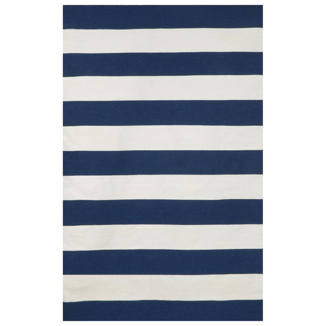 Sorrento Rugby Stripe Navy Rug - 2 x 3