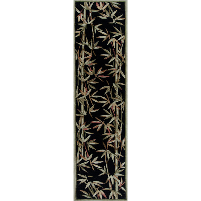 Sparta Black Bamboo Double Border Rug - 3 x 10
