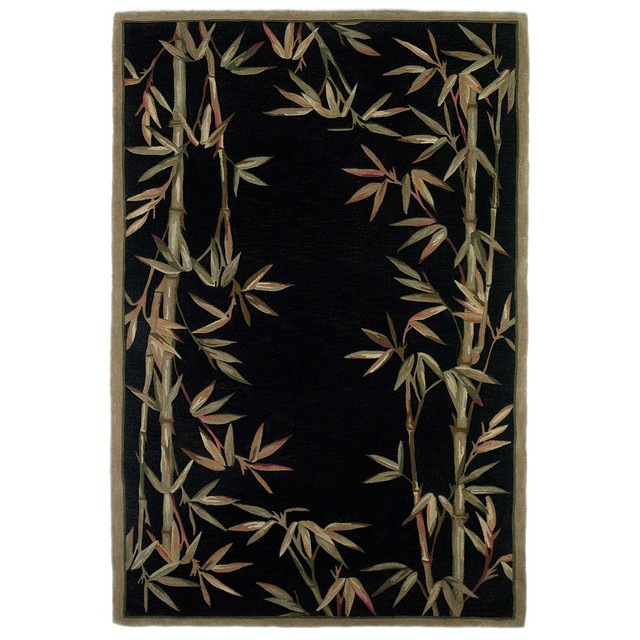 Sparta Black Bamboo Double Border Rug - 4 x 6