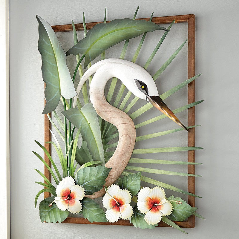 Tropical Heron Metal Wall Art