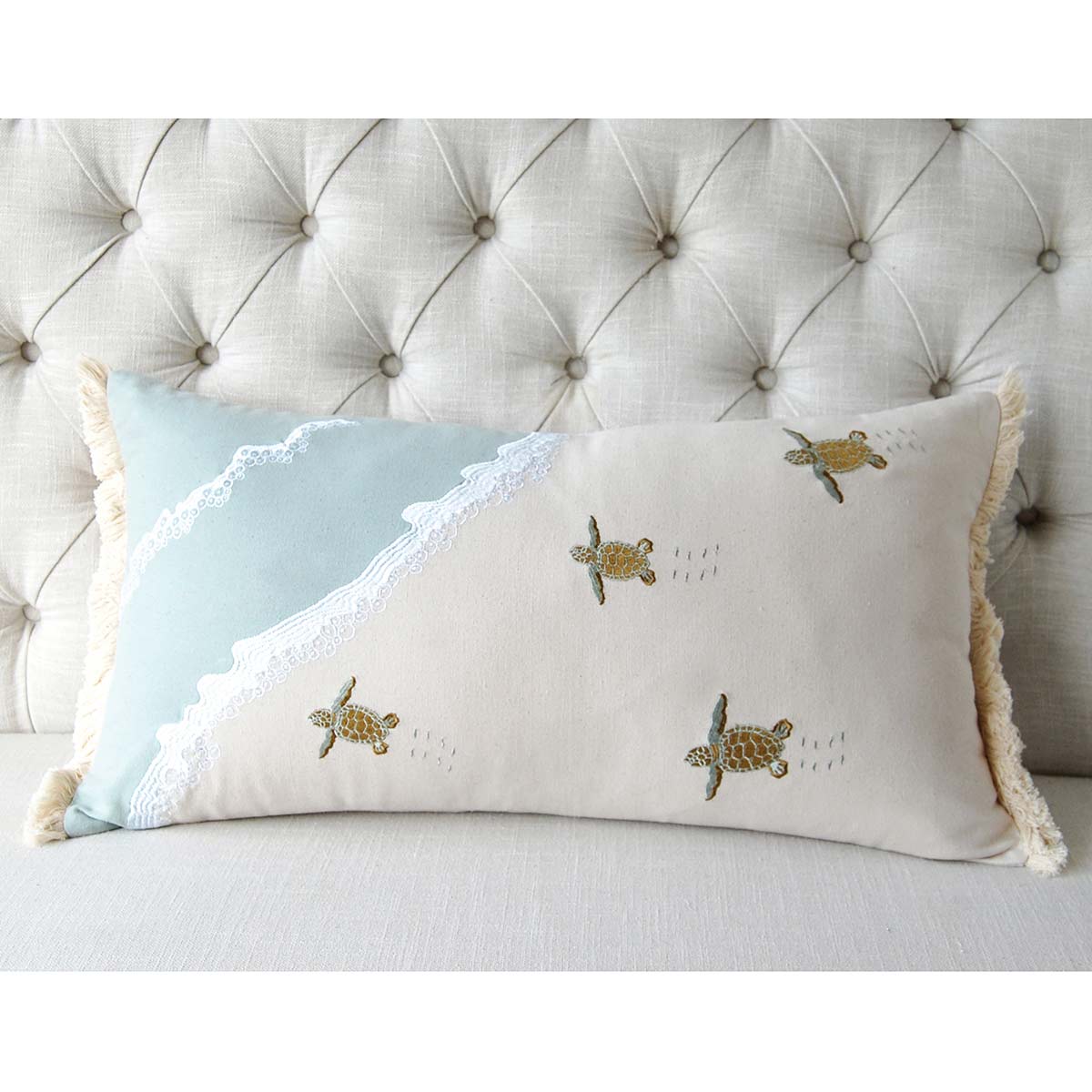 Turtle Shores Lumbar Pillow Bella Coastal Decor
