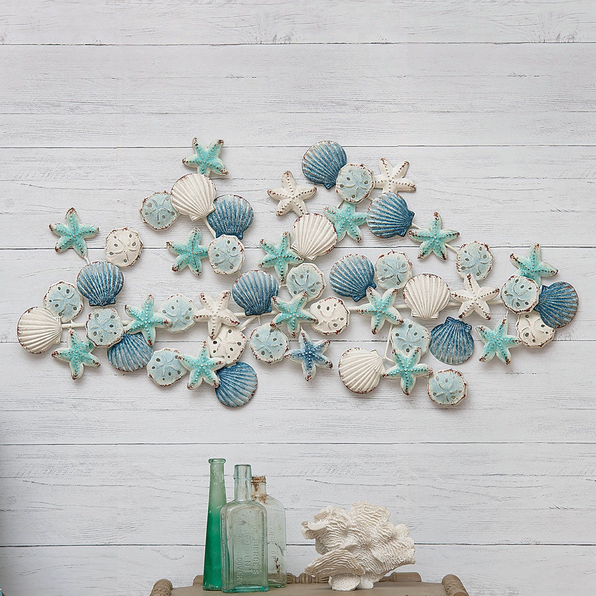 Shells \u0026 Starfish Metal Wall Art | Bella Coastal Decor, image size:1200x1200