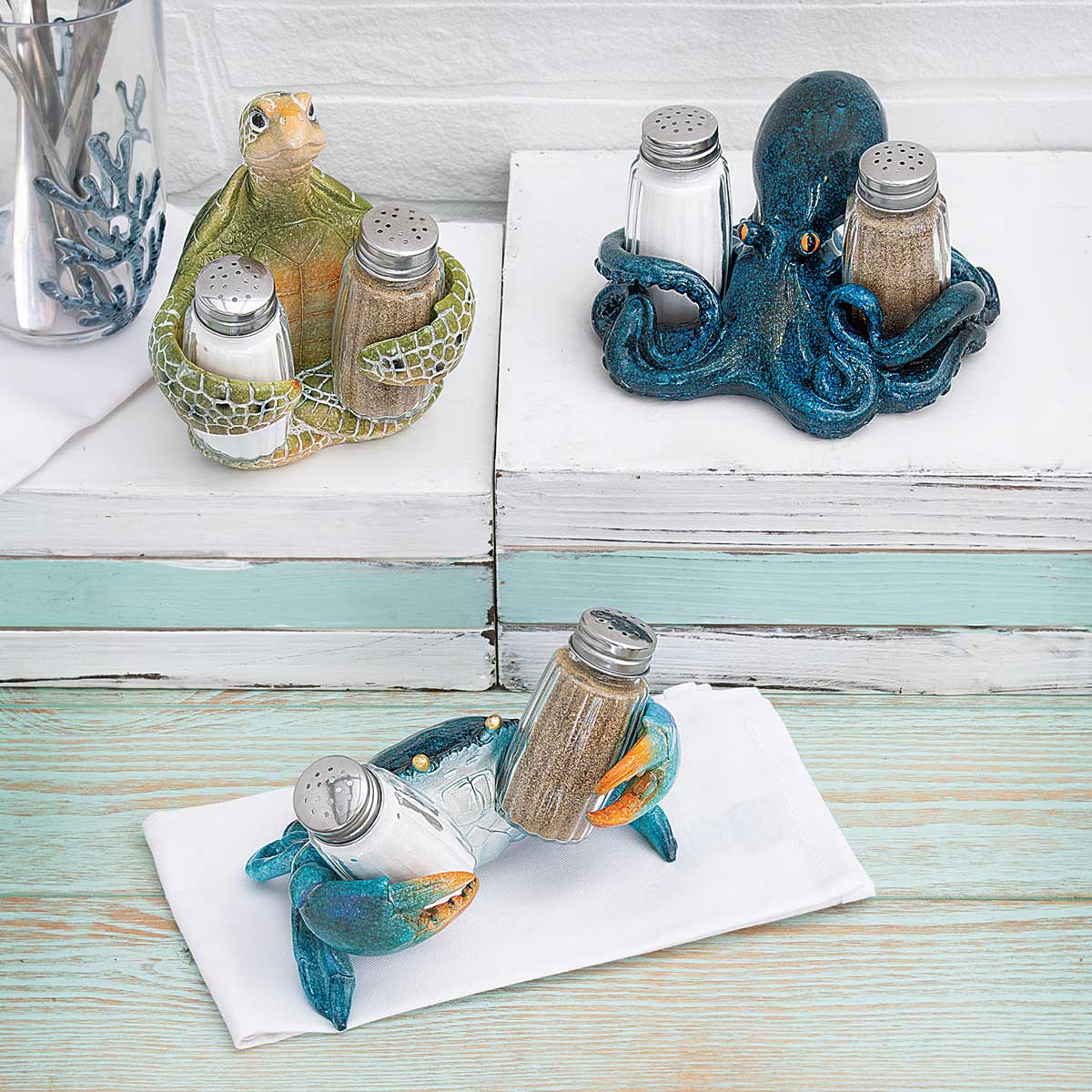 Blue Crab Life Salt & Pepper Shaker Set | Bella Coastal Decor