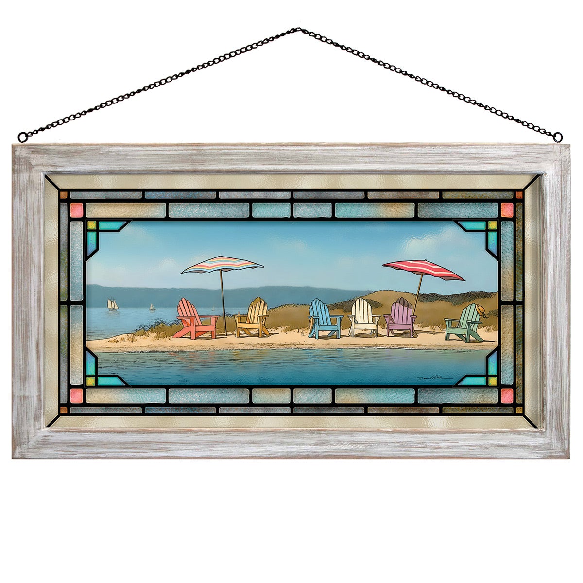 プリントw/フレーム【Colorfornia beautiful ocean】 39 x 59 Hand Painted Cresting Waves, White Frame, Seafoam