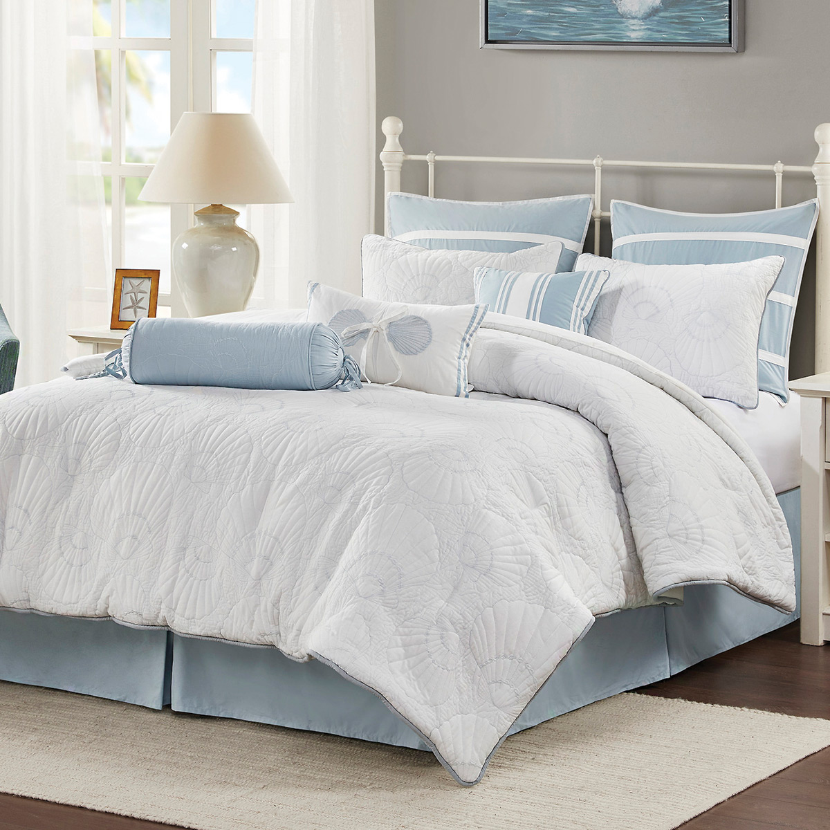 Harbor House Crystal Beach Comforter Set Queen, White, image size:1200x1200